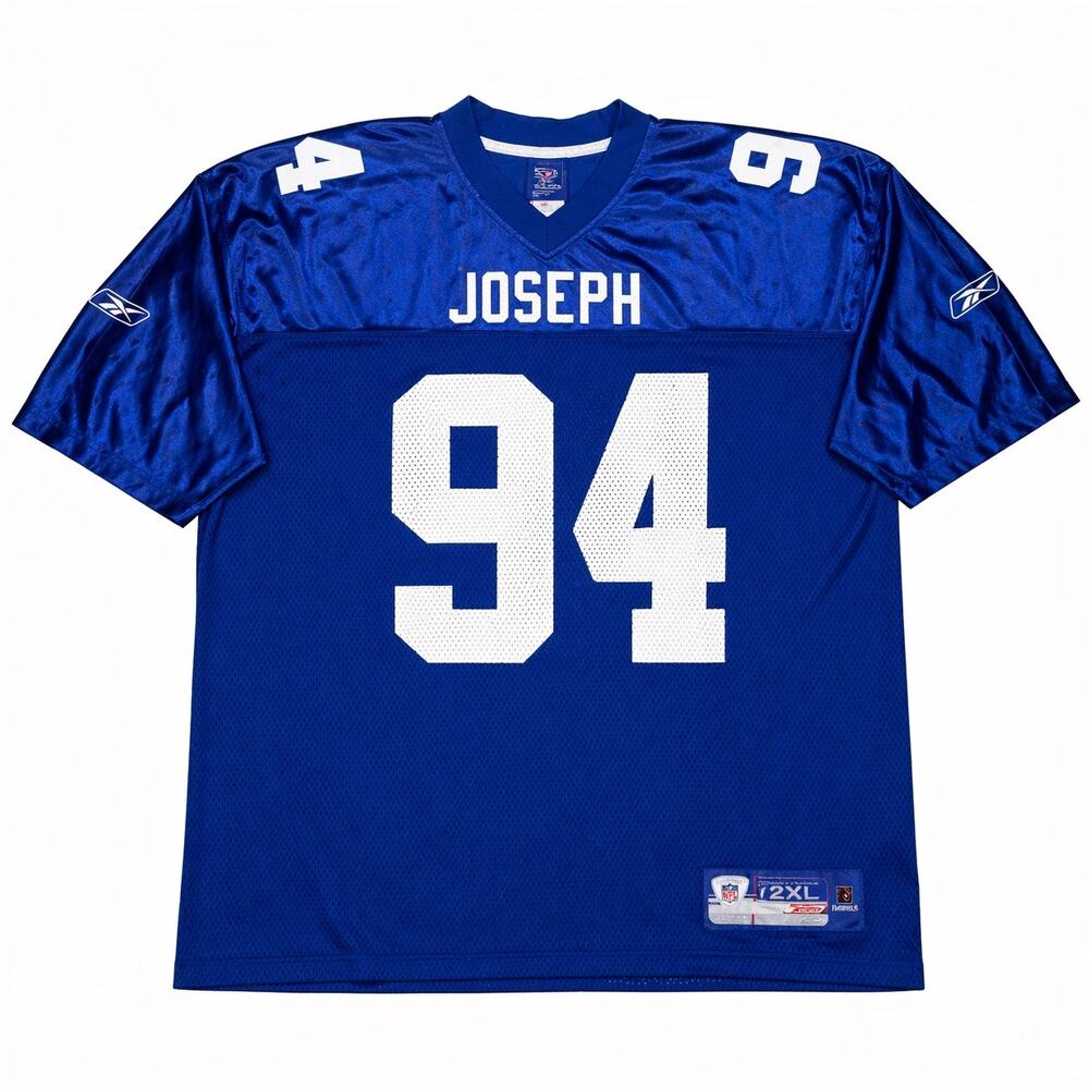 Reebok New York Giants #94 Joseph NFL Jersey Mens 2XL Blue Sewn Football